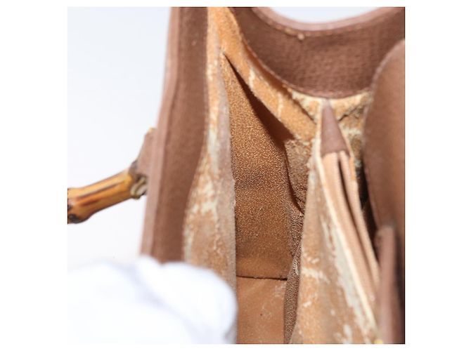 Borsa a Mano GUCCI Bamboo Camoscio Marrone Oro 002 1095 0260 Auth ep13552 D'oro - vista 19