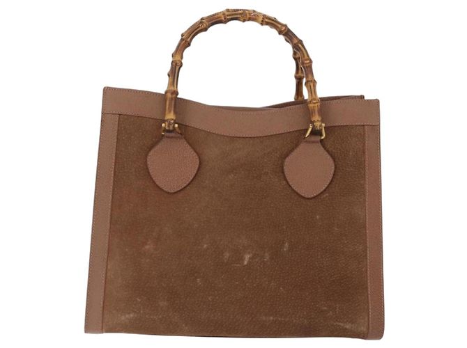 Borsa a Mano GUCCI Bamboo Camoscio Marrone Oro 002 1095 0260 Auth ep13552 D'oro - vista 2