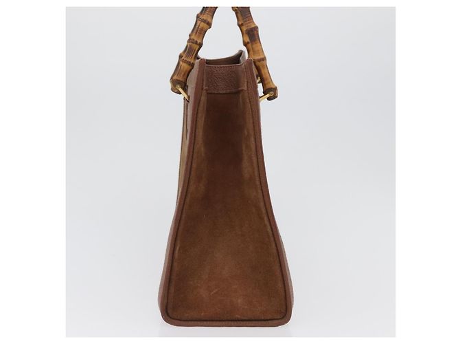 Borsa a Mano GUCCI Bamboo Camoscio Marrone Oro 002 1095 0260 Auth ep13552 D'oro - vista 3