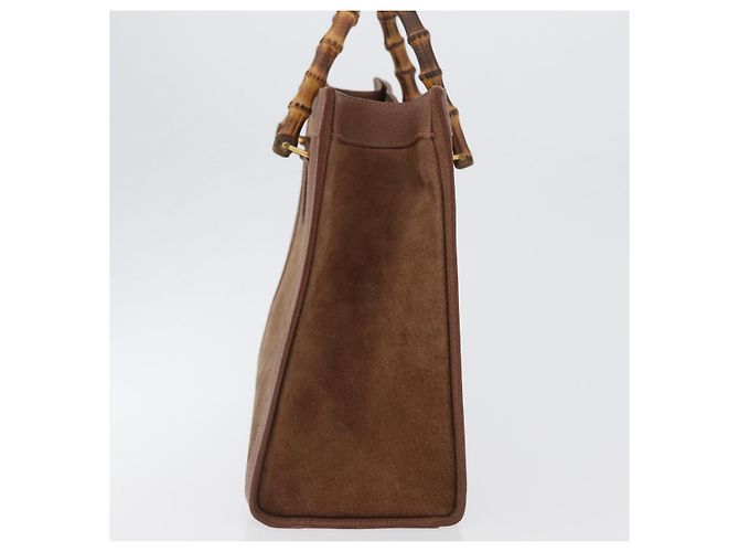 Borsa a Mano GUCCI Bamboo Camoscio Marrone Oro 002 1095 0260 Auth ep13552 D'oro - vista 4
