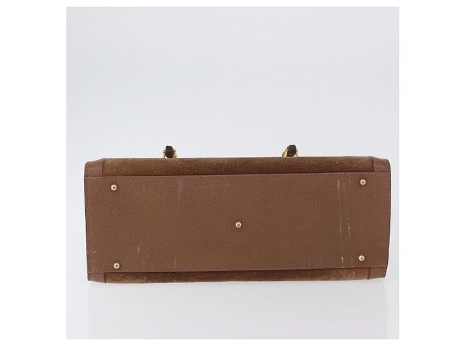 Borsa a Mano GUCCI Bamboo Camoscio Marrone Oro 002 1095 0260 Auth ep13552 D'oro - vista 5