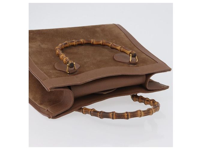 Borsa a Mano GUCCI Bamboo Camoscio Marrone Oro 002 1095 0260 Auth ep13552 D'oro - vista 6