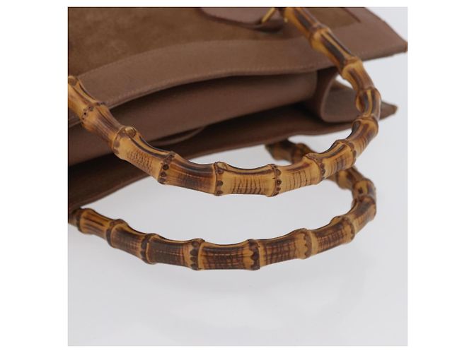 Borsa a Mano GUCCI Bamboo Camoscio Marrone Oro 002 1095 0260 Auth ep13552 D'oro - vista 7