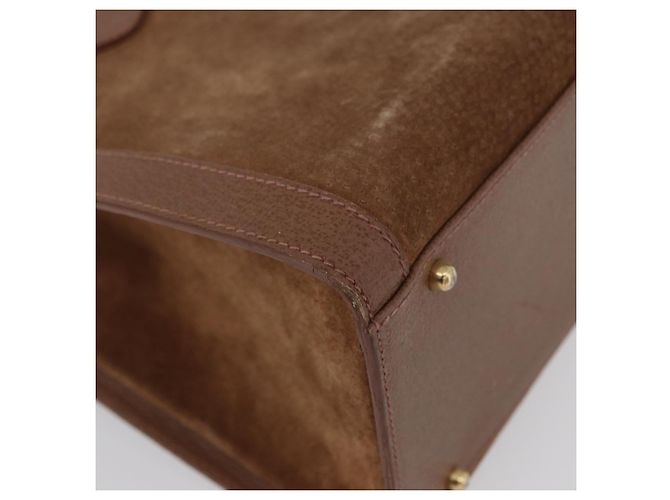 Borsa a Mano GUCCI Bamboo Camoscio Marrone Oro 002 1095 0260 Auth ep13552 D'oro - vista 9