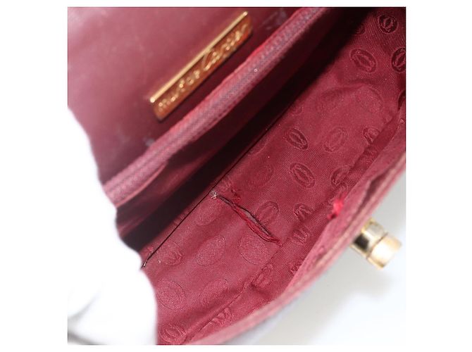CARTIER Borsa a Spalla Must Line Pelle Bordeaux Oro Auth bs33585 D'oro Bordò - vista 11