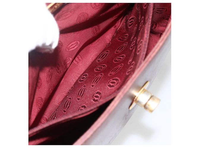 CARTIER Borsa a Spalla Must Line Pelle Bordeaux Oro Auth bs33585 D'oro Bordò - vista 12