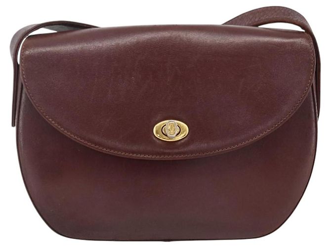 CARTIER Borsa a Spalla Must Line Pelle Bordeaux Oro Auth bs33585 D'oro Bordò - vista 13