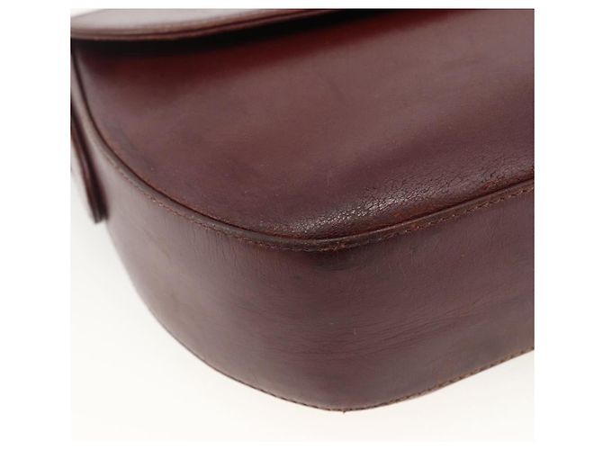 CARTIER Borsa a Spalla Must Line Pelle Bordeaux Oro Auth bs33585 D'oro Bordò - vista 14