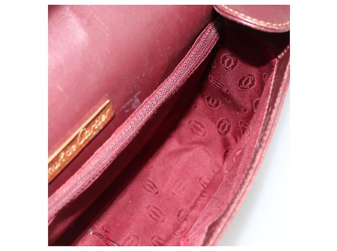 CARTIER Borsa a Spalla Must Line Pelle Bordeaux Oro Auth bs33585 D'oro Bordò - vista 18