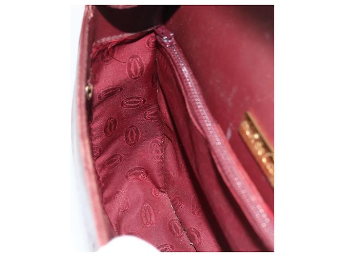 CARTIER Borsa a Spalla Must Line Pelle Bordeaux Oro Auth bs33585 D'oro Bordò - vista 19