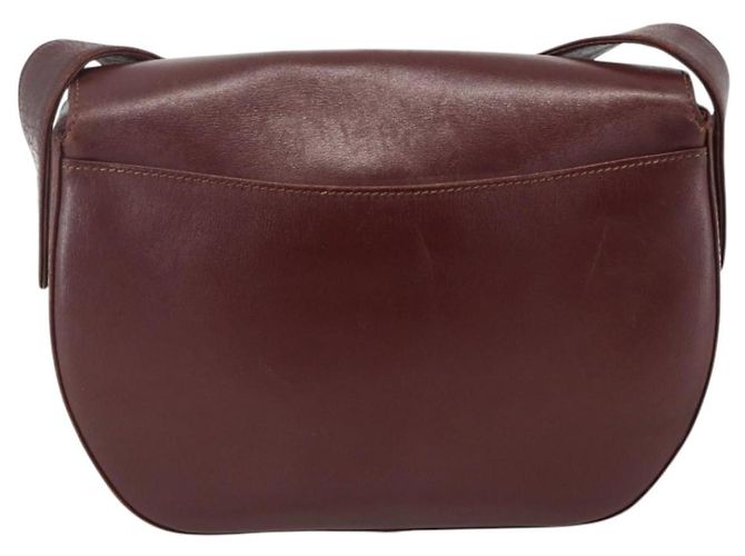 CARTIER Borsa a Spalla Must Line Pelle Bordeaux Oro Auth bs33585 D'oro Bordò - vista 2