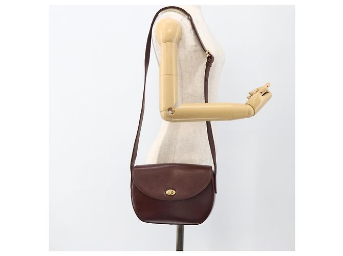 CARTIER Borsa a Spalla Must Line Pelle Bordeaux Oro Auth bs33585 D'oro Bordò - vista 21