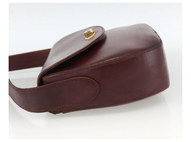 CARTIER Borsa a Spalla Must Line Pelle Bordeaux Oro Auth bs33585 D'oro Bordò - vista 3