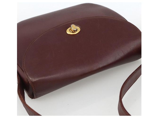 CARTIER Borsa a Spalla Must Line Pelle Bordeaux Oro Auth bs33585 D'oro Bordò - vista 6