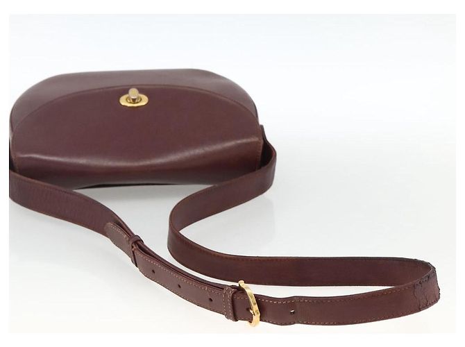 CARTIER Borsa a Spalla Must Line Pelle Bordeaux Oro Auth bs33585 D'oro Bordò - vista 7