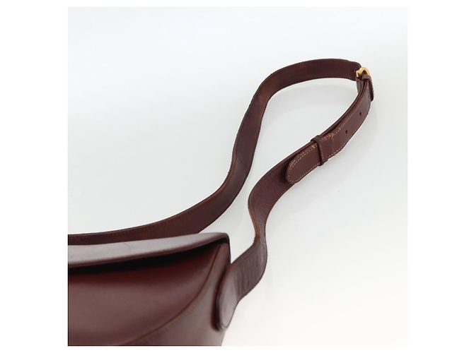 CARTIER Borsa a Spalla Must Line Pelle Bordeaux Oro Auth bs33585 D'oro Bordò - vista 8