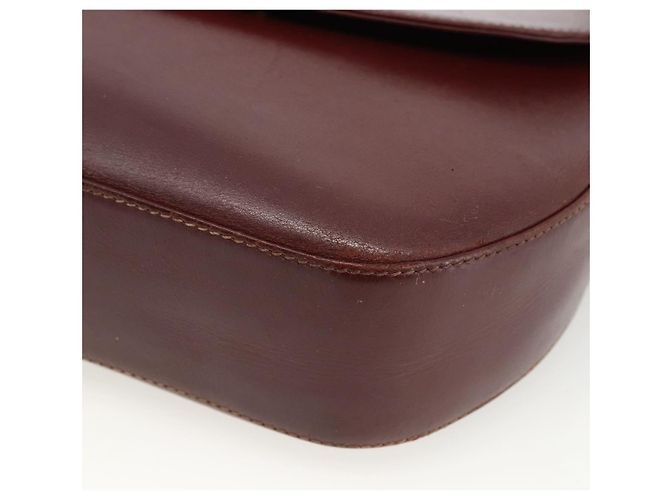CARTIER Borsa a Spalla Must Line Pelle Bordeaux Oro Auth bs33585 D'oro Bordò - vista 9