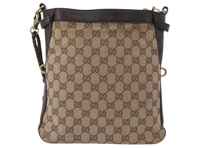 Borsa a Spalla GG Canvas Gucci Beige Oro 109106 Auth gh1860 D'oro - vista 13