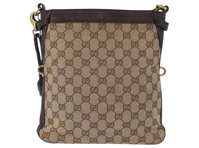 Borsa a Spalla GG Canvas Gucci Beige Oro 109106 Auth gh1860 D'oro - vista 2