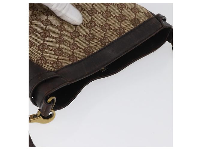 Borsa a Spalla GG Canvas Gucci Beige Oro 109106 Auth gh1860 D'oro - vista 6