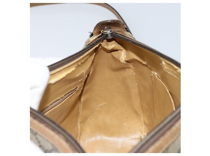 Borsa Gucci GG Supreme Web Sherry Line in PVC Beige Oro 89 02 032 Auth ARZ240 D'oro - vista 21