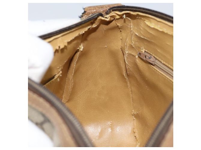 Borsa Gucci GG Supreme Web Sherry Line in PVC Beige Oro 89 02 032 Auth ARZ240 D'oro - vista 22