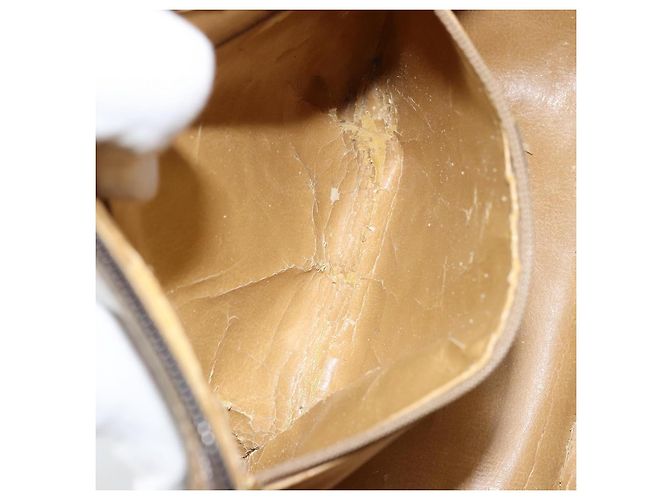 Borsa Gucci GG Supreme Web Sherry Line in PVC Beige Oro 89 02 032 Auth ARZ240 D'oro - vista 24