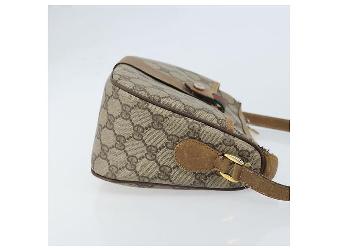 Borsa Gucci GG Supreme Web Sherry Line in PVC Beige Oro 89 02 032 Auth ARZ240 D'oro - vista 3