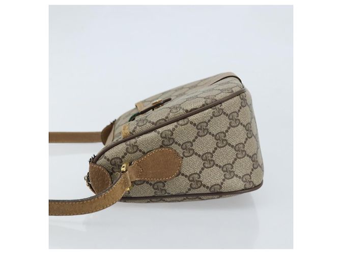 Borsa Gucci GG Supreme Web Sherry Line in PVC Beige Oro 89 02 032 Auth ARZ240 D'oro - vista 4