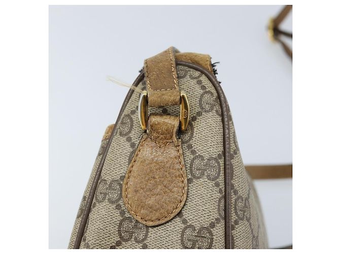 Borsa Gucci GG Supreme Web Sherry Line in PVC Beige Oro 89 02 032 Auth ARZ240 D'oro - vista 9