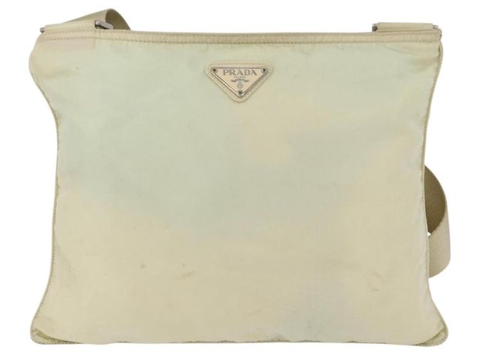 Borsa a Spalla PRADA in Nylon Avorio Argento Autentica hk3516 Crudo - vista 13