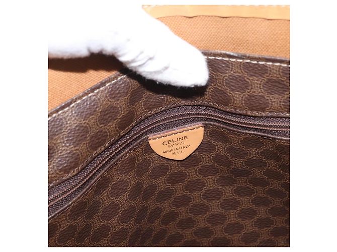 Céline Borsa tote in tela Macadam CELINE in pelle PVC marrone oro Auth ep13337 D'oro - vista 12