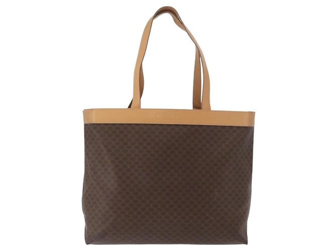 Céline Borsa tote in tela Macadam CELINE in pelle PVC marrone oro Auth ep13337 D'oro - vista 13