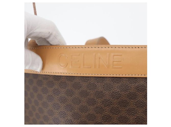 Céline Borsa tote in tela Macadam CELINE in pelle PVC marrone oro Auth ep13337 D'oro - vista 17