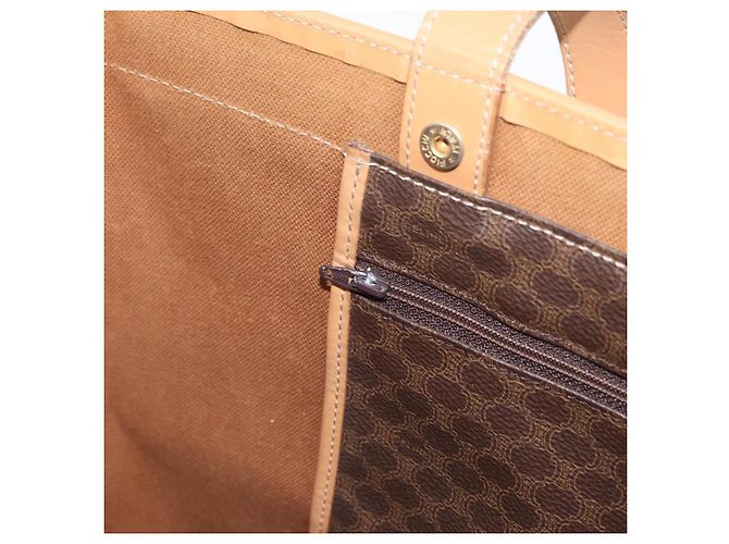 Céline Borsa tote in tela Macadam CELINE in pelle PVC marrone oro Auth ep13337 D'oro - vista 20