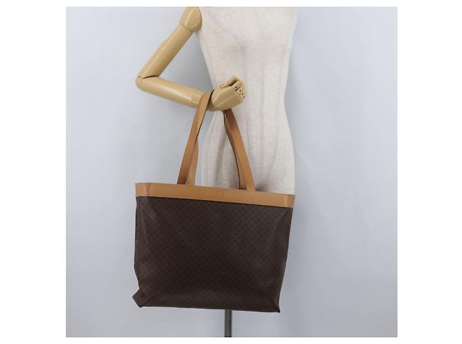 Céline Borsa tote in tela Macadam CELINE in pelle PVC marrone oro Auth ep13337 D'oro - vista 21