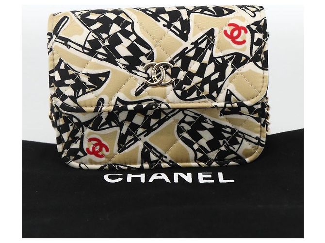 CHANEL Mini Matelassé 12 Borsa a Spalla Catena Satin Beige Oro CC Auth LNZ395M D'oro - vista 12
