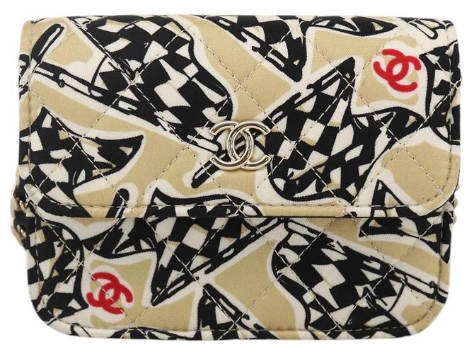 CHANEL Mini Matelassé 12 Borsa a Spalla Catena Satin Beige Oro CC Auth LNZ395M D'oro - vista 13