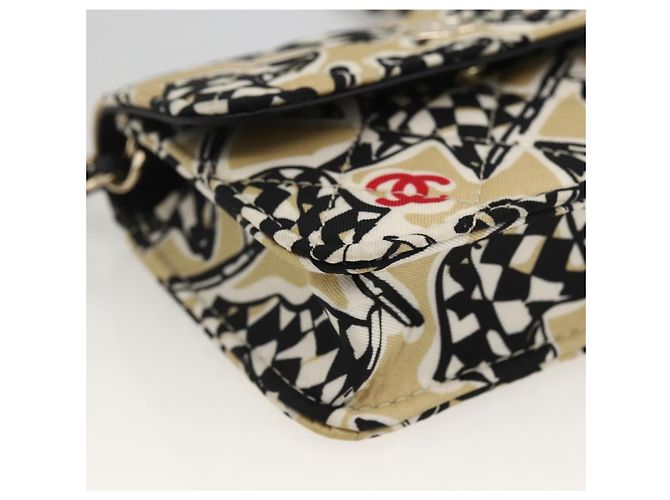 CHANEL Mini Matelassé 12 Borsa a Spalla Catena Satin Beige Oro CC Auth LNZ395M D'oro - vista 15
