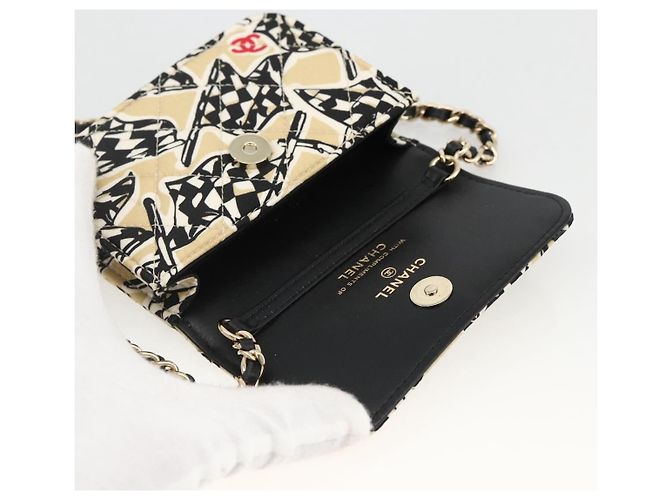 CHANEL Mini Matelassé 12 Borsa a Spalla Catena Satin Beige Oro CC Auth LNZ395M D'oro - vista 9