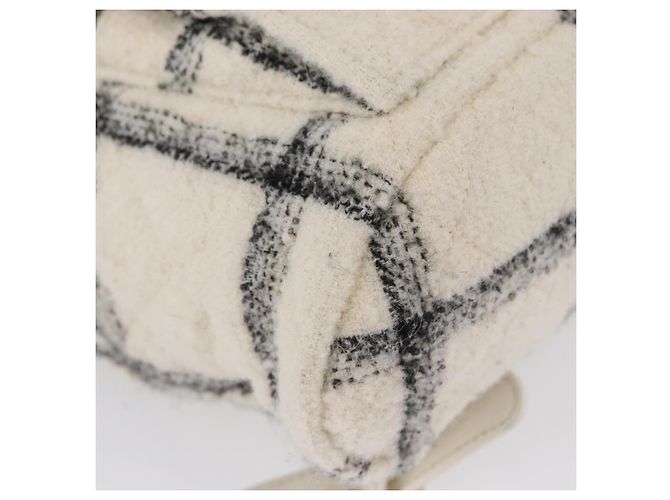 CHANEL Zaino Matelassé con Catena Tweed Bianco Oro CC Auth 172472SM D'oro - vista 15