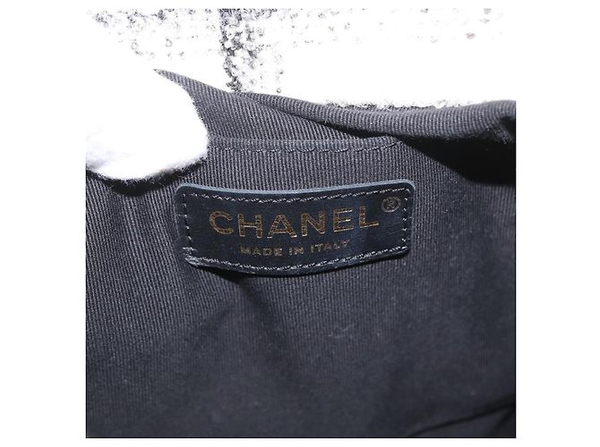 CHANEL Zaino Matelassé con Catena Tweed Bianco Oro CC Auth 172472SM D'oro - vista 24