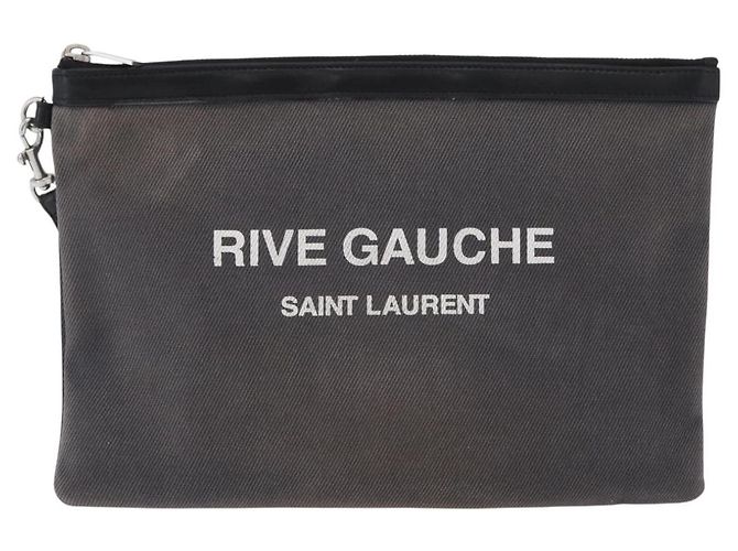 SAINT LAURENT Clutch Tasche aus grauem Canvas mit Silber authentisch 172695 Braun - Ansicht 13