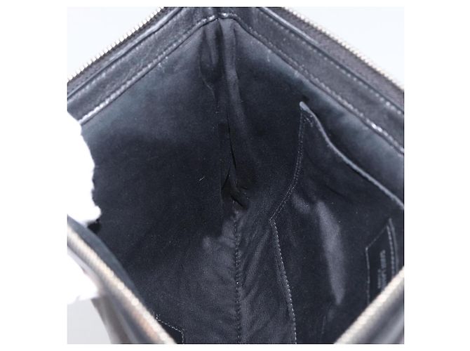 SAINT LAURENT Clutch Tasche aus grauem Canvas mit Silber authentisch 172695 Braun - Ansicht 19