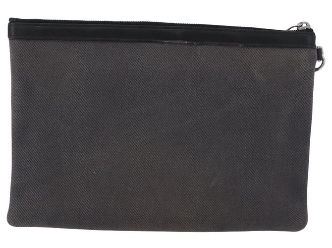 SAINT LAURENT Clutch Tasche aus grauem Canvas mit Silber authentisch 172695 Braun - Ansicht 2