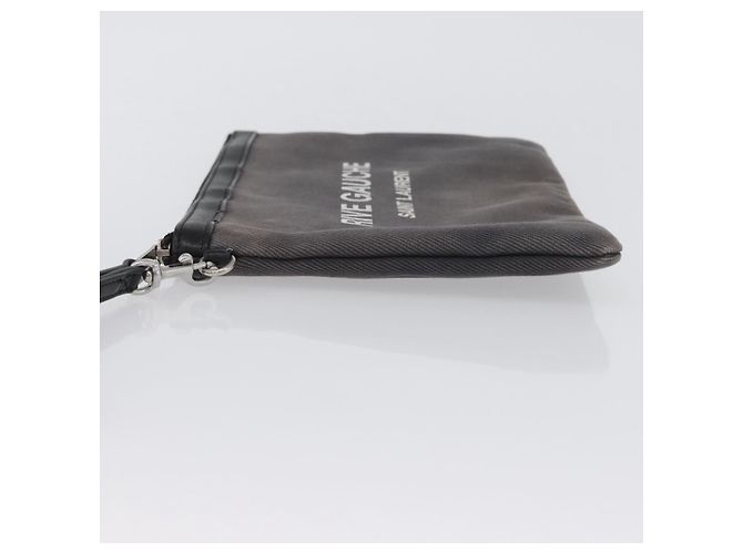 SAINT LAURENT Clutch Tasche aus grauem Canvas mit Silber authentisch 172695 Braun - Ansicht 4