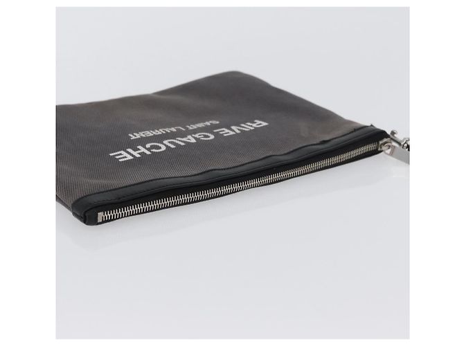 SAINT LAURENT Clutch Tasche aus grauem Canvas mit Silber authentisch 172695 Braun - Ansicht 5
