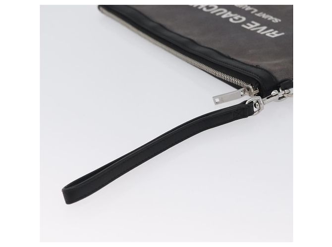 SAINT LAURENT Clutch Tasche aus grauem Canvas mit Silber authentisch 172695 Braun - Ansicht 6