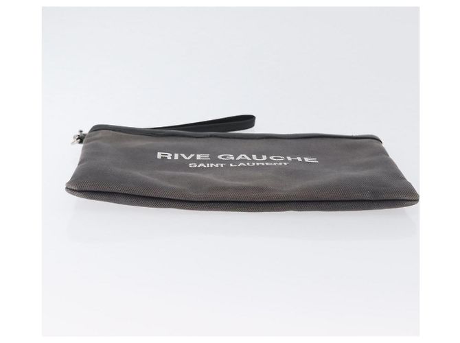 SAINT LAURENT Clutch Tasche aus grauem Canvas mit Silber authentisch 172695 Braun - Ansicht 7
