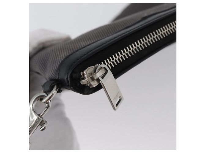 SAINT LAURENT Clutch Tasche aus grauem Canvas mit Silber authentisch 172695 Braun - Ansicht 9
